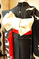 飛翔鶴文様絽黒振袖