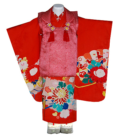 菊花檜扇文様祝い着