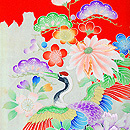 祝い鶴に花々錦紗祝い着