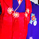 手毬に牡丹花手描き友禅祝い着