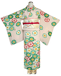 白縮緬地梅散らし文様訪問着