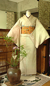 紅花染紬とジャワ更紗名古屋帯