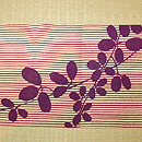 縞に萩柄名古屋帯 前柄