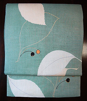 さくらんぼ柄麻名古屋帯 お太鼓