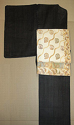 桔梗宮古上布に秋草の図名古屋帯