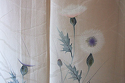 白茶地薊文様単衣訪問着