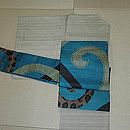 よもぎ染無地紬にインドシルク名古屋帯