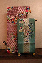 秋草に虫刺繍紗名古屋帯