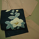 水玉柄絽小紋に白粉花図染絽名古屋帯