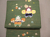 楓に人形刺繍名古屋帯