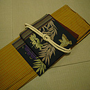 黄八丈に楓染め縮緬と黄八切継ぎ帯