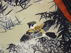 縮緬雀柄名古屋帯