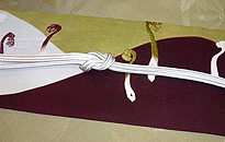 折鶴と毬紋錦紗の薔薇付下と遠山に蕨名古屋帯