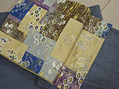 本場結城紬に里山模様縮緬染名古屋帯