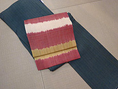 青緑紬袷着物にウズベキスタンアドラス名古屋帯