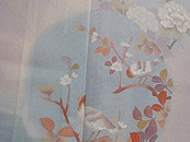 小鳥に四季の花模様絽付下訪問着