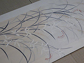 薄に女郎花縦絽付下