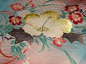 夏秋花模様単衣中振袖