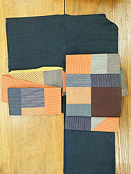 160亀甲綿薩摩単衣に唐䙁接ぎ名古屋帯