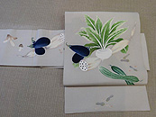 茄子と蓮根、ピーナッツなど色々野菜名古屋帯