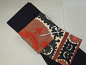 微塵格子にアンティークスザニ名古屋帯