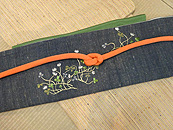 しろつめ草と小リス刺繍開き名古屋帯