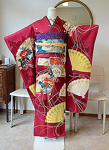 華麗檜扇尽くし錦紗振袖