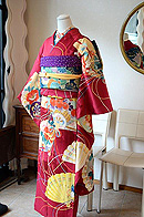 華麗檜扇尽くし錦紗振袖