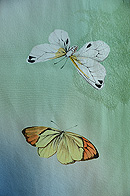 蝶々に芥子の花の図単衣訪問着