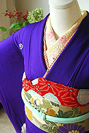 松に御所車の図縮緬振袖