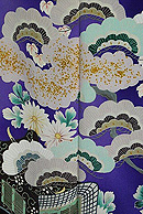 松に御所車の図縮緬振袖