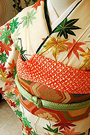 青紅紅葉の図錦紗縮緬振袖