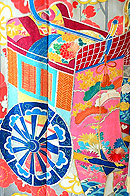 槍梅に御所車黒振袖