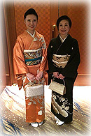 母子二人でアンティーク着物の装い