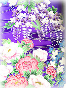 観世水満開花々の図祝い着