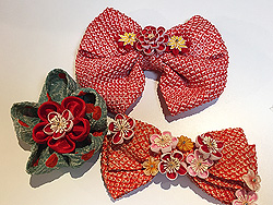 鹿の子絞りの髪飾り