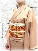 曙色江戸小紋に桜柄袋帯