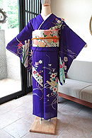 流水に花筏単衣訪問着