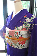 流水に花筏単衣訪問着