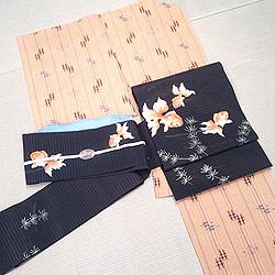 首里上布に金魚染帯