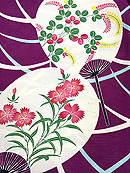 露芝に団扇文様絽小紋