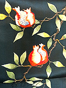 滝縞に菊散らし小紋に柘榴刺繍名古屋帯