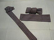 浦野理一作 半幅帯茶色棒縞と茶色棒縞の角帯