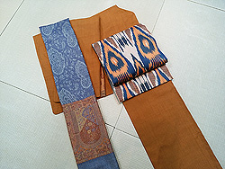 本場結城無地袷紬にアドラス名古屋帯