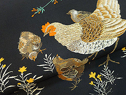 鶏とひよこの開き名古屋帯