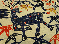 浦野理一作 紅葉に鹿紅型袷