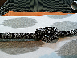 生成りにグレーベージュ水玉アドラス名古屋帯