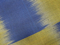 青と鶯色の市松紬