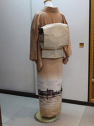 ベニスの夕暮れ付下に紙布の開き名古屋帯