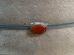 紙布の開き名古屋帯にメノウ帯留